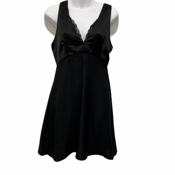 Aqua Black Mini Party Cocktail Dress Deep V-neck - Picture 2 of 7